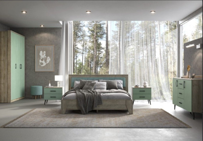 Спальня ЮМИ 11 Дуб серый - Эвкалипт