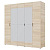 Шкаф 5ств 2500 Бостон с зеркалом 500, цвет Сонома (4 ящика+полки Б+полки М+штанга)
