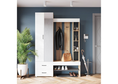 Прихожая Домино, цвет Крафт золотой/Белый