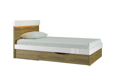 Кровать 120S, TORINO, цвет белый/Дуб наварра