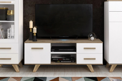 Тумба под ТВ Вега Скандинавия, цвет Белый / дуб каньон