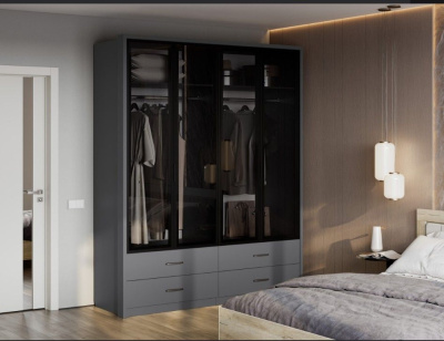 Спальня ЮМИ ШКАФ стекло Графит