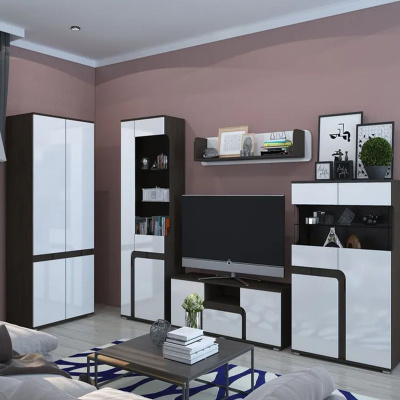 Гостиная Марсель, цвет Венге/Белый (со шкафом)