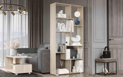 Зонирующий стеллаж-перегородка Пегас Дуб сонома