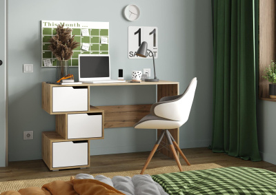 Стол компьютерный СК 11 Вотан/Белый глянец