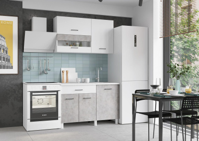 Кухня Trend 1200, цвет Белый/Бетон