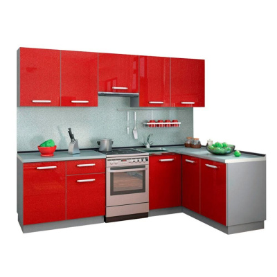 Кухонный гарнитур Симпл угловой 2700х1500 правый Серый/Бордо